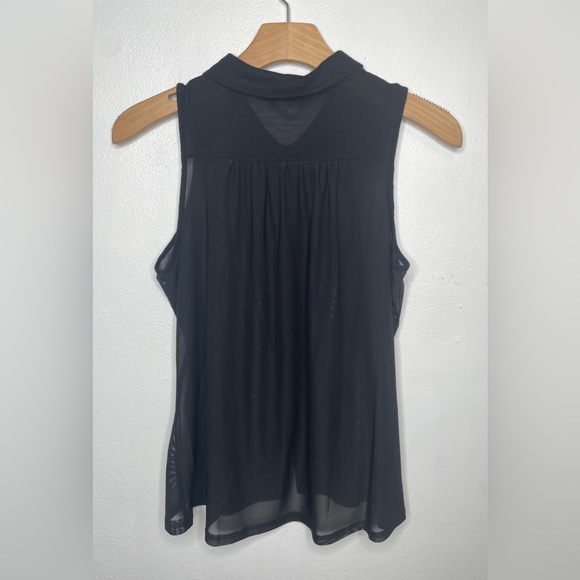 Lipstick Women’s Sleeveless Collard Button Down Blouse Shirt w/Crosses - Picture 5 of 6